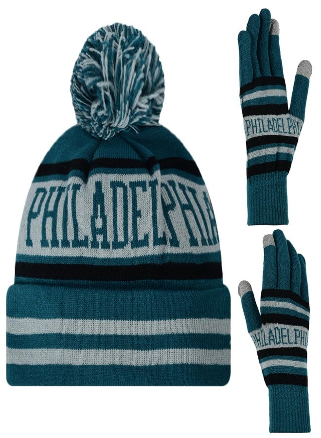 mtstaowe Vintage Classic Skull Cap Beanie Hat Cuffed Winter Hat Knit Comes with Warm Gloves Gifts for Men Women Fans - Image 1